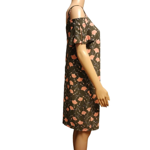 ROZ & ALI Army Green Floral Shirt Dress - Picture 4 of 10